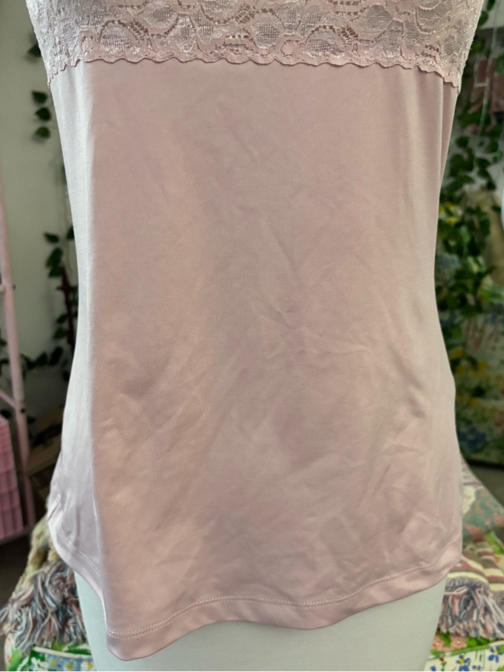 Y2K Baby Pink Lace Tank Top Coquette Soft Girl Fitted Cami Size S - Picture 4 of 6